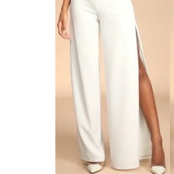 Lulu’s Poised Perfection White Wide Leg Pants Size XS NWOT - Picture 2 of 5